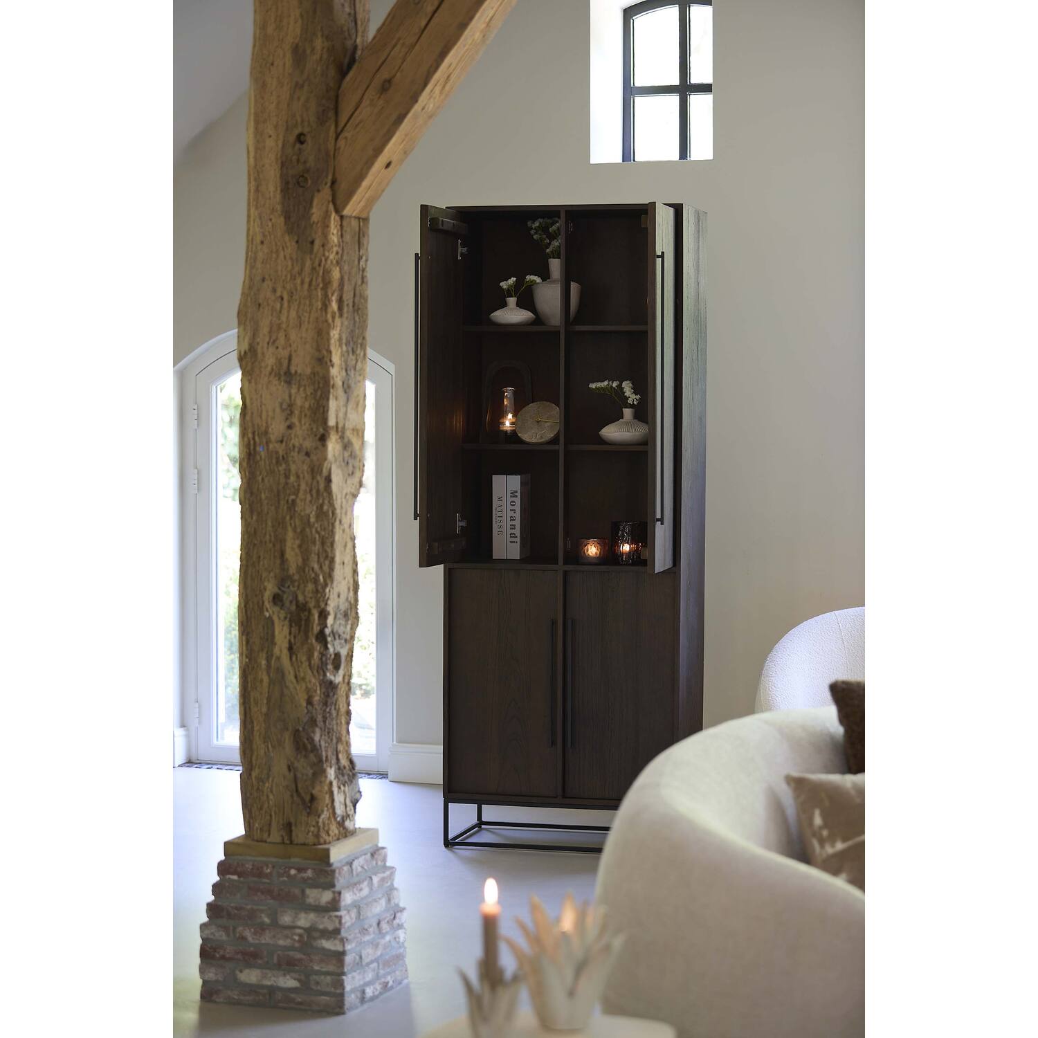 Windlicht Anosy S glas helder+hout
