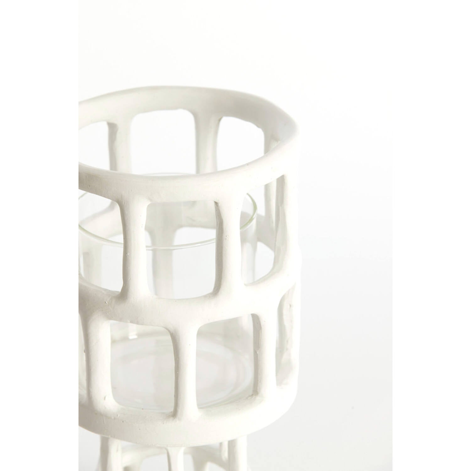 Windlicht Alimos Ø15,5x28,5 cm wit+glas
