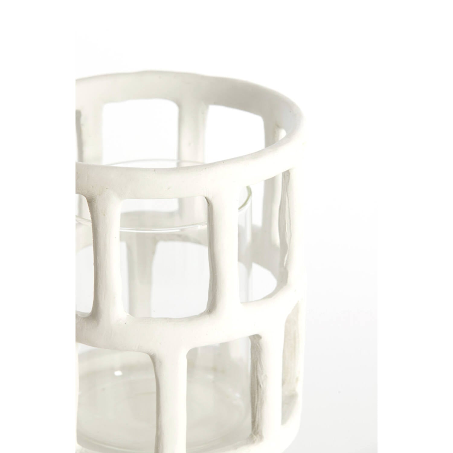 Windlicht Alimos Ø18,5x34,5 cm wit+glas