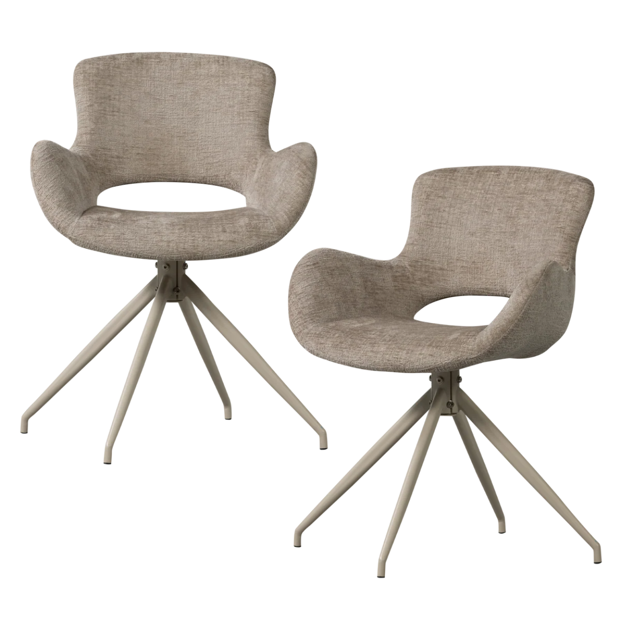 Eetkamerstoel Eliva structure velvet zand - set van 2