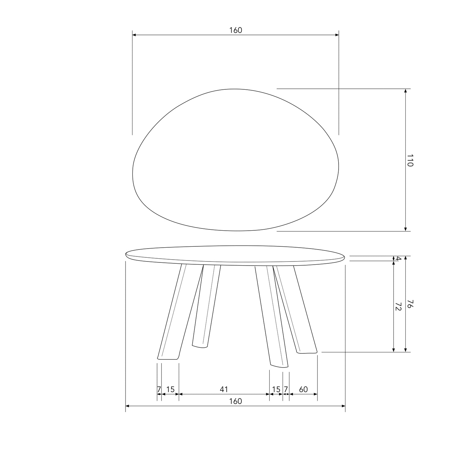 Roundly eettafel/bureau mango hout walnoot 160x110