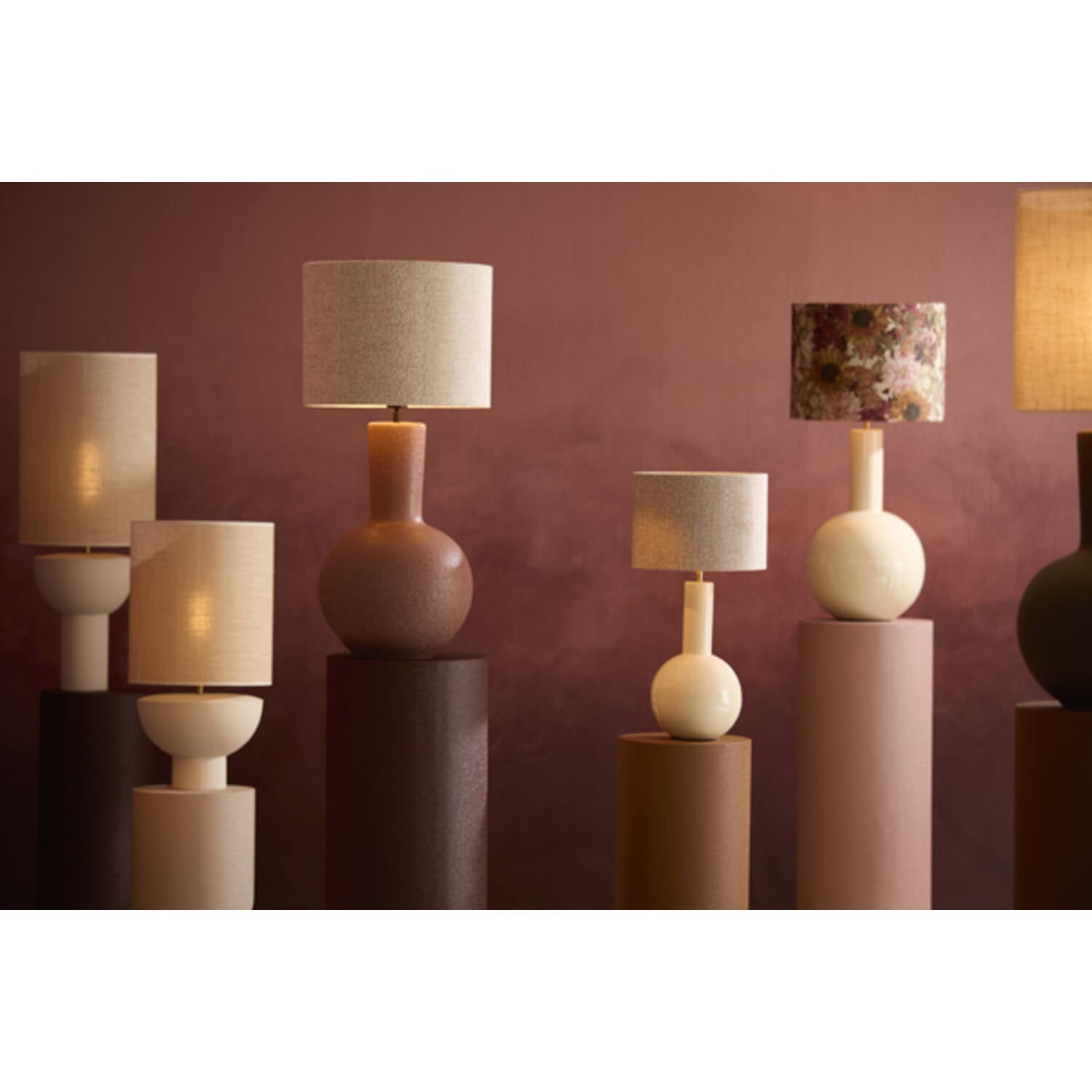 Lampenvoet Benao + kap Ø19,5x38,5 cm creme