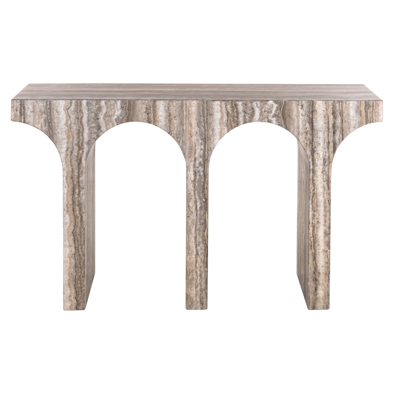 Console Dulce gray faux travertine