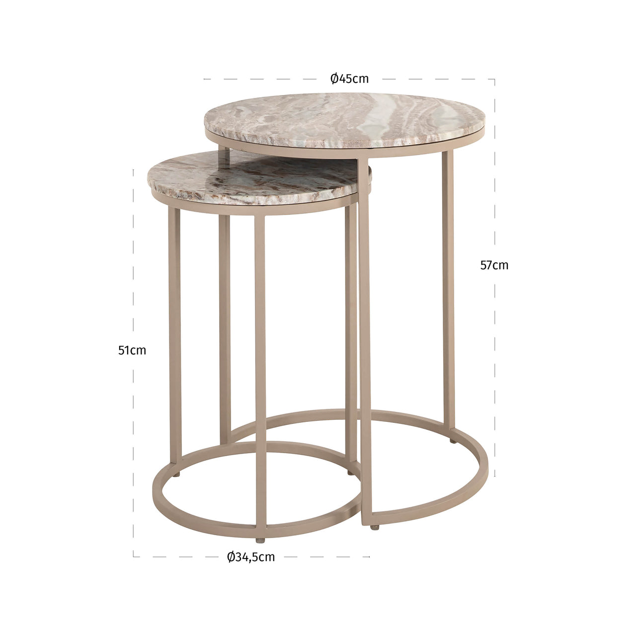 Fairfax side table set of 2 (Stone)