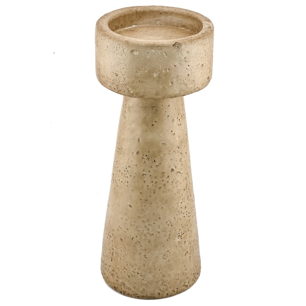 Kaarsenstandaard aardewerk beige 25 cm