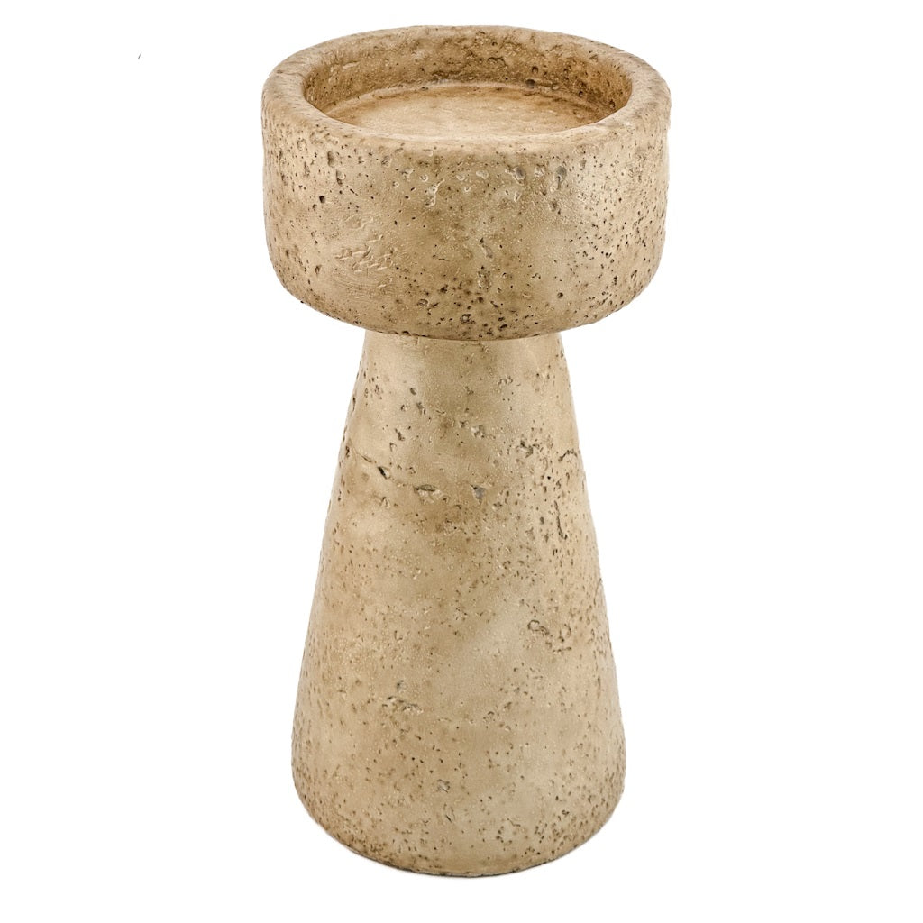 Kaarsenstandaard aardewerk beige 20 cm