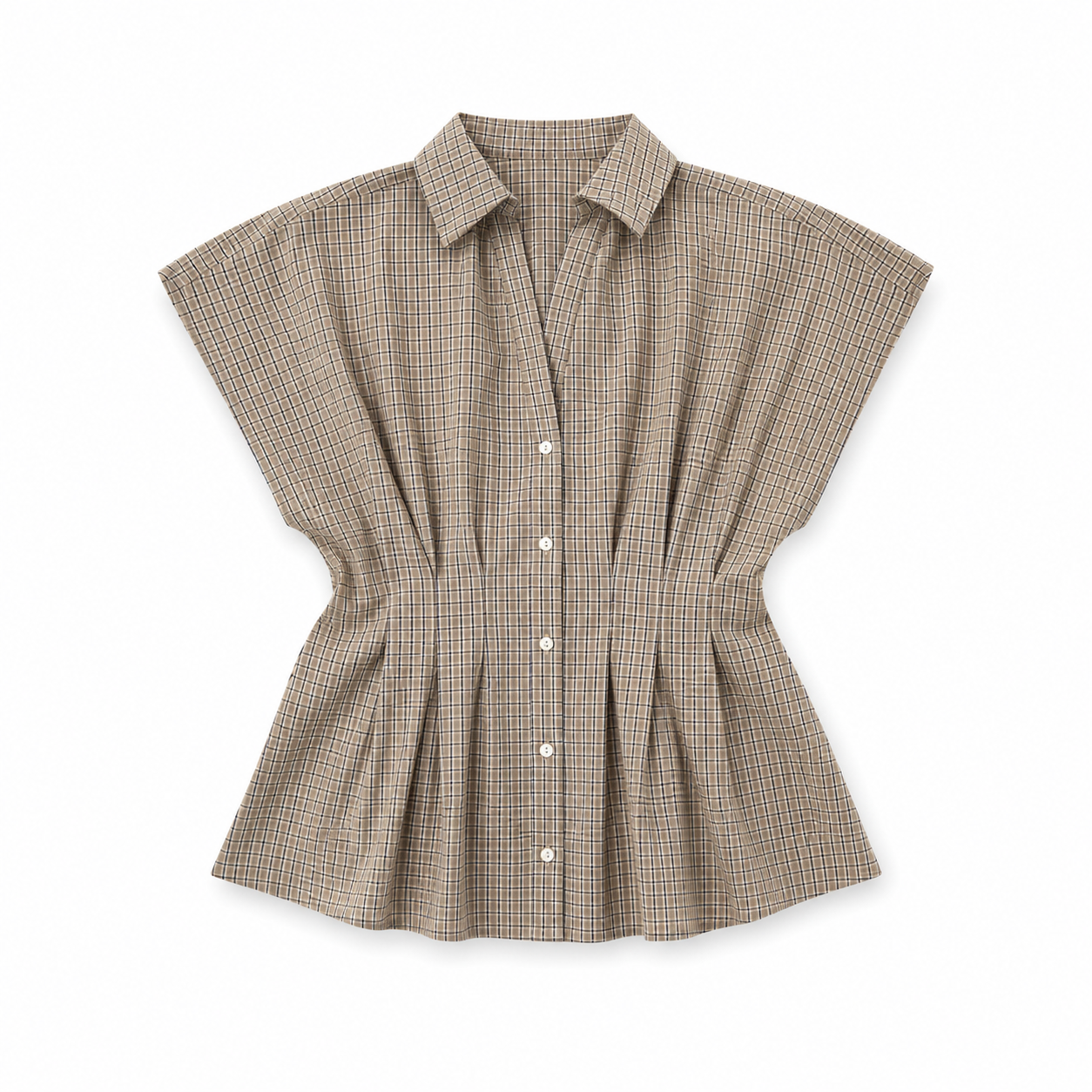 Blouse River geruit beige