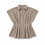 Blouse geruit beige