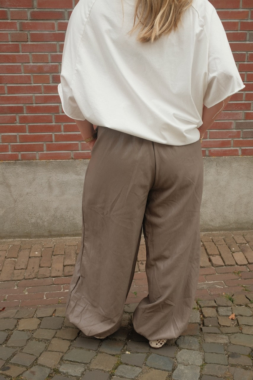 Broek Kensi leer beige