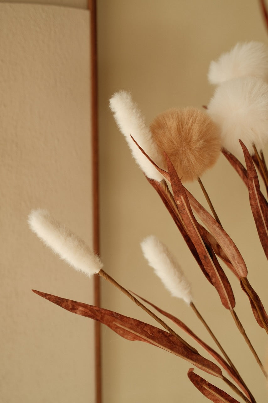 Kunsttak Typha x7 95 cm Wit