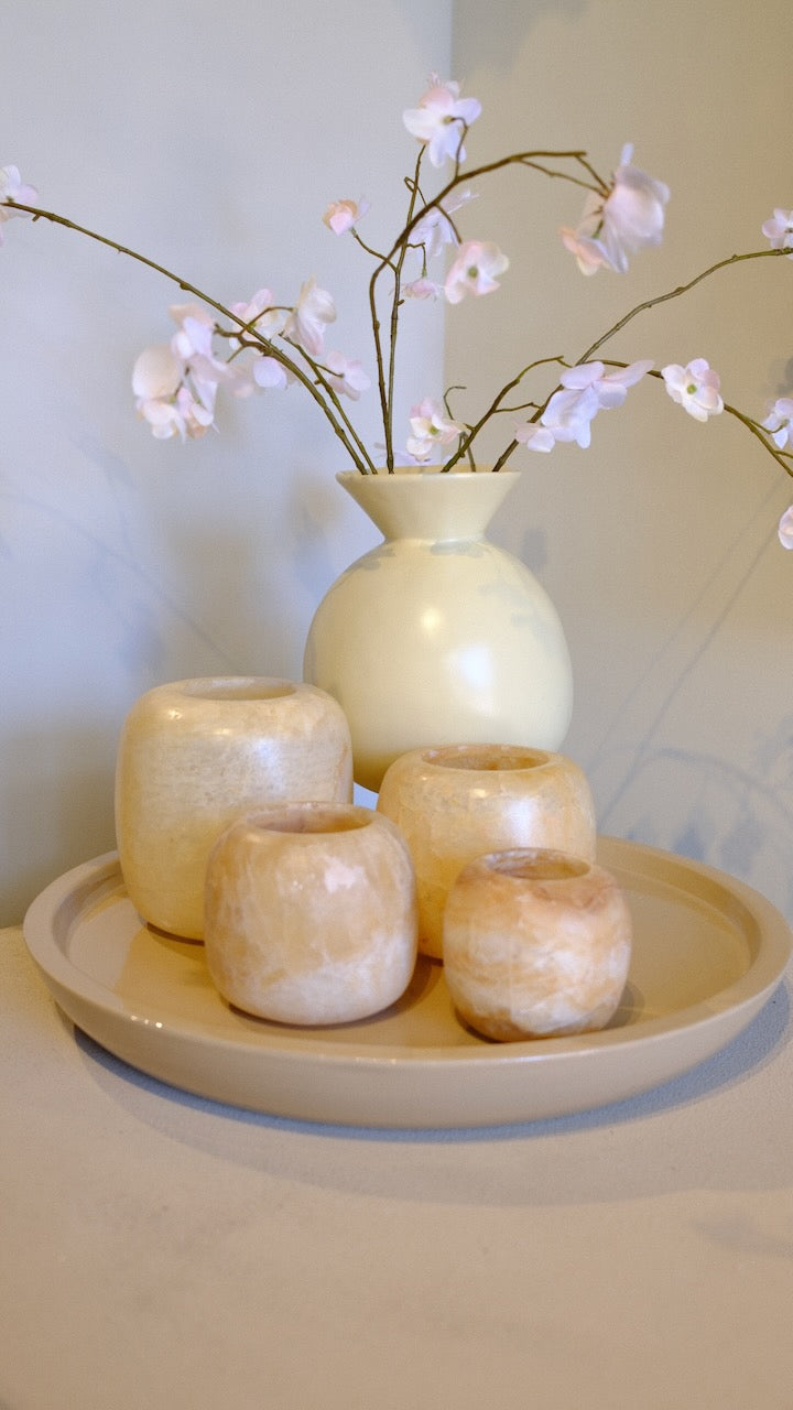 Tealight Alabaster S Round Brown