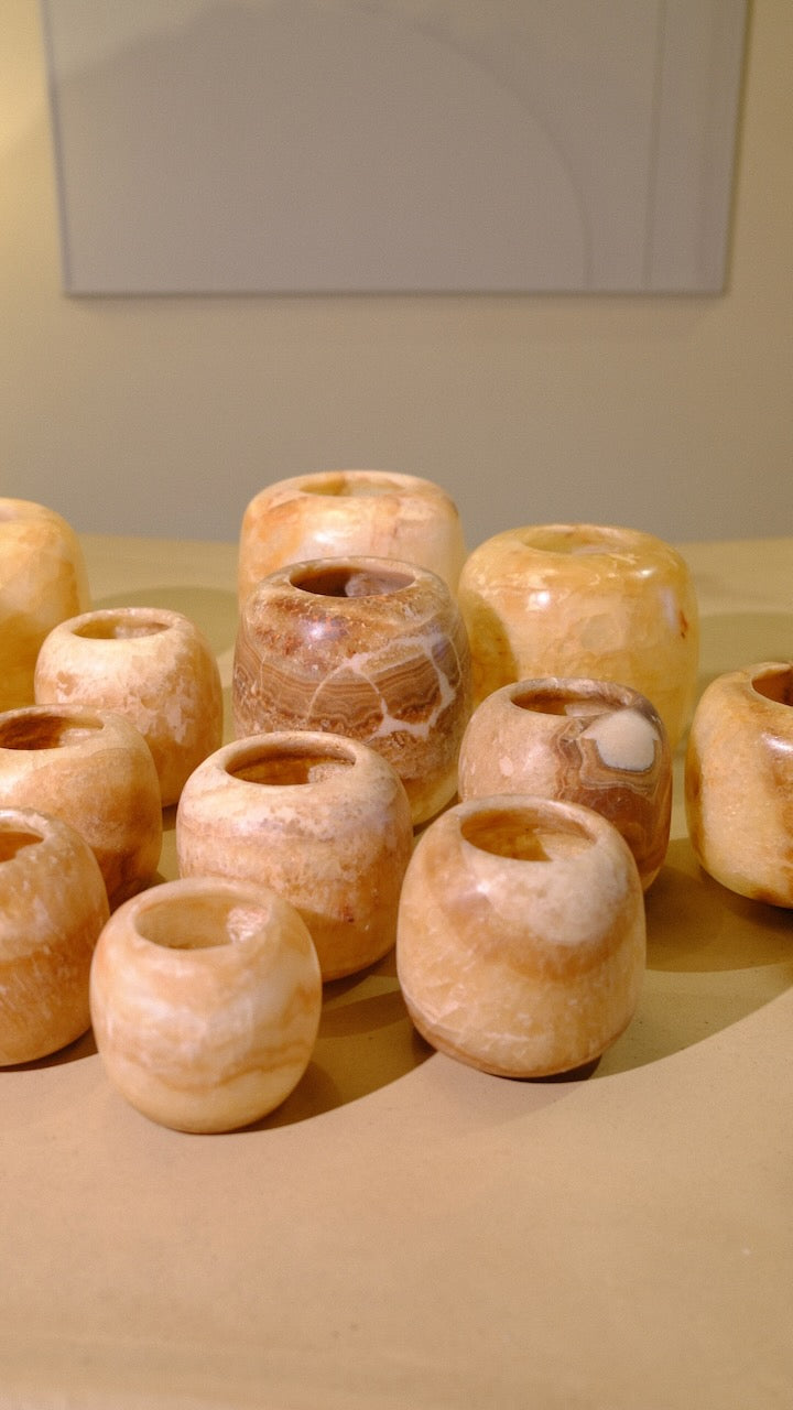 Tealight Alabaster M Drop Brown