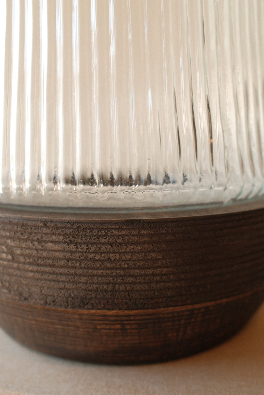 Windlicht Minas Ø22x30 cm glas+hout