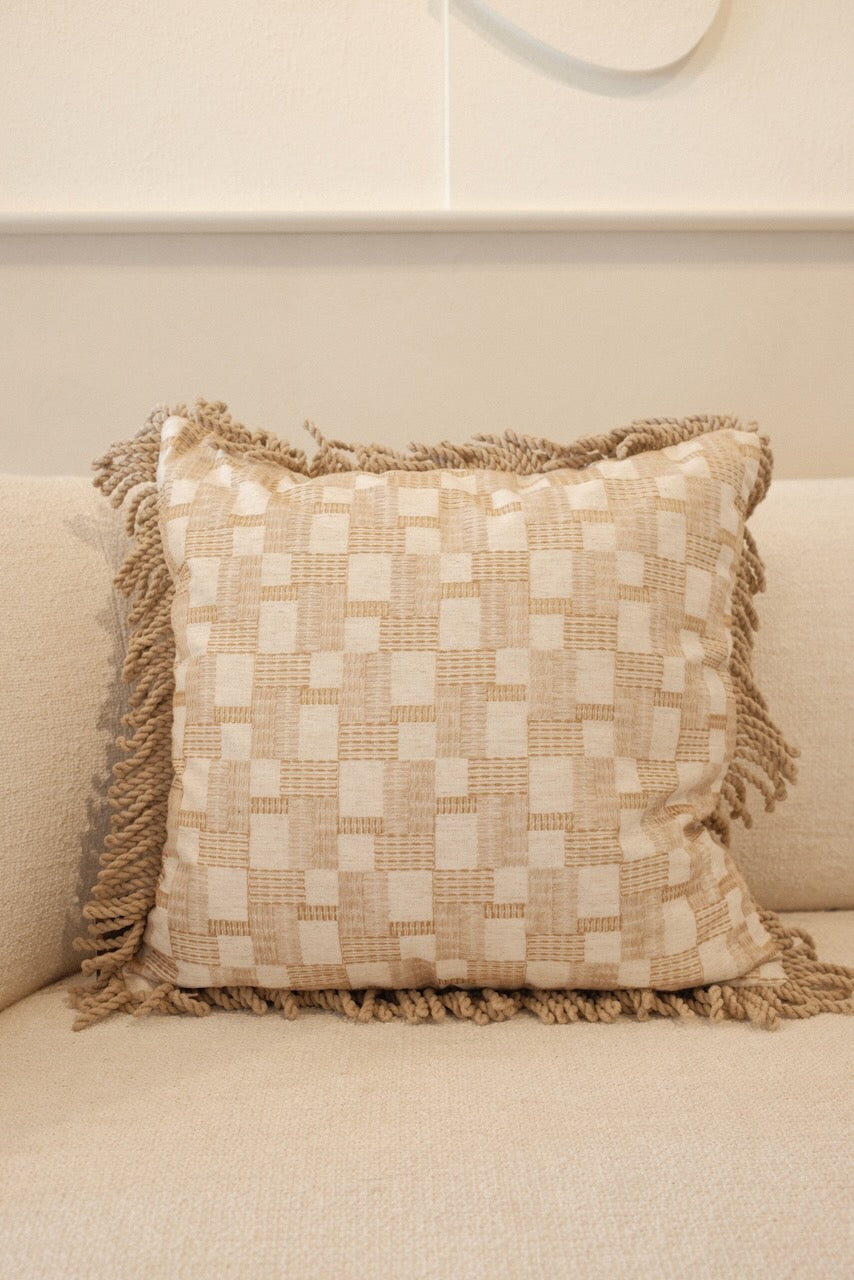 Kussen Marko Naturel + Bullion Fringe Linen 50 x 50 cm