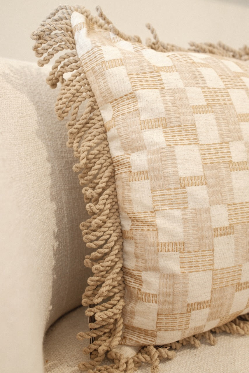 Kussen Marko Naturel + Bullion Fringe Linen 50 x 50 cm