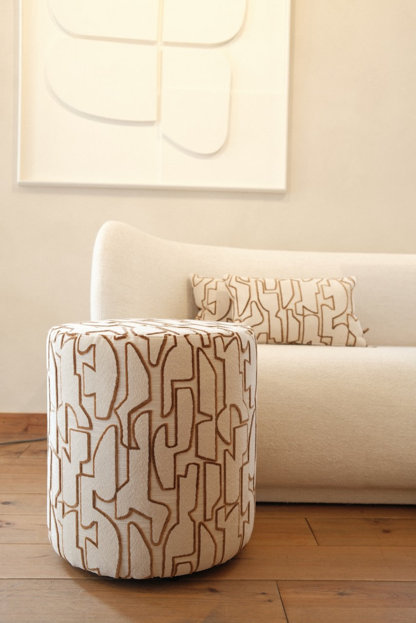 Pouf Seraq Off White/Chocolate Ø42x48cm
