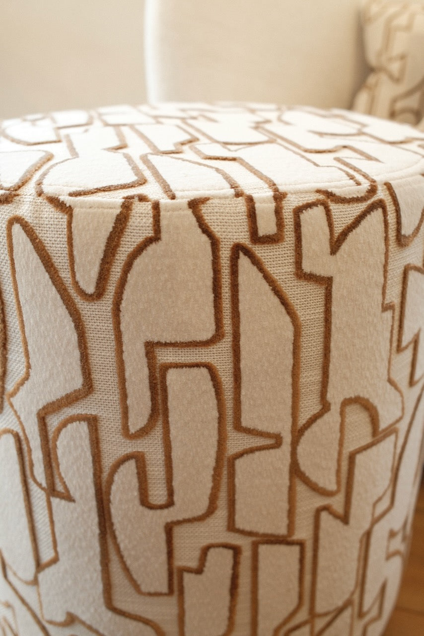 Pouf Seraq Off White/Chocolate Ø42x48cm