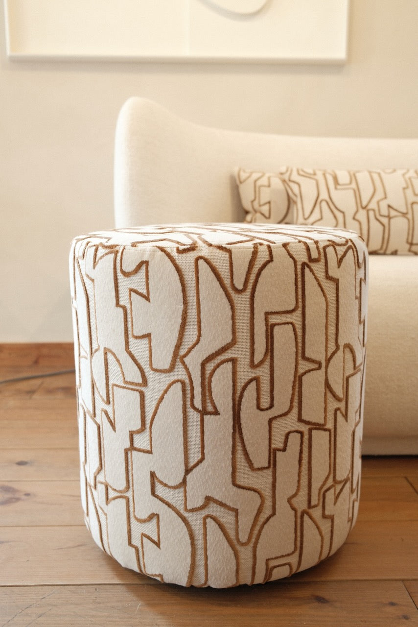Pouf Seraq Off White/Chocolate Ø42x48cm