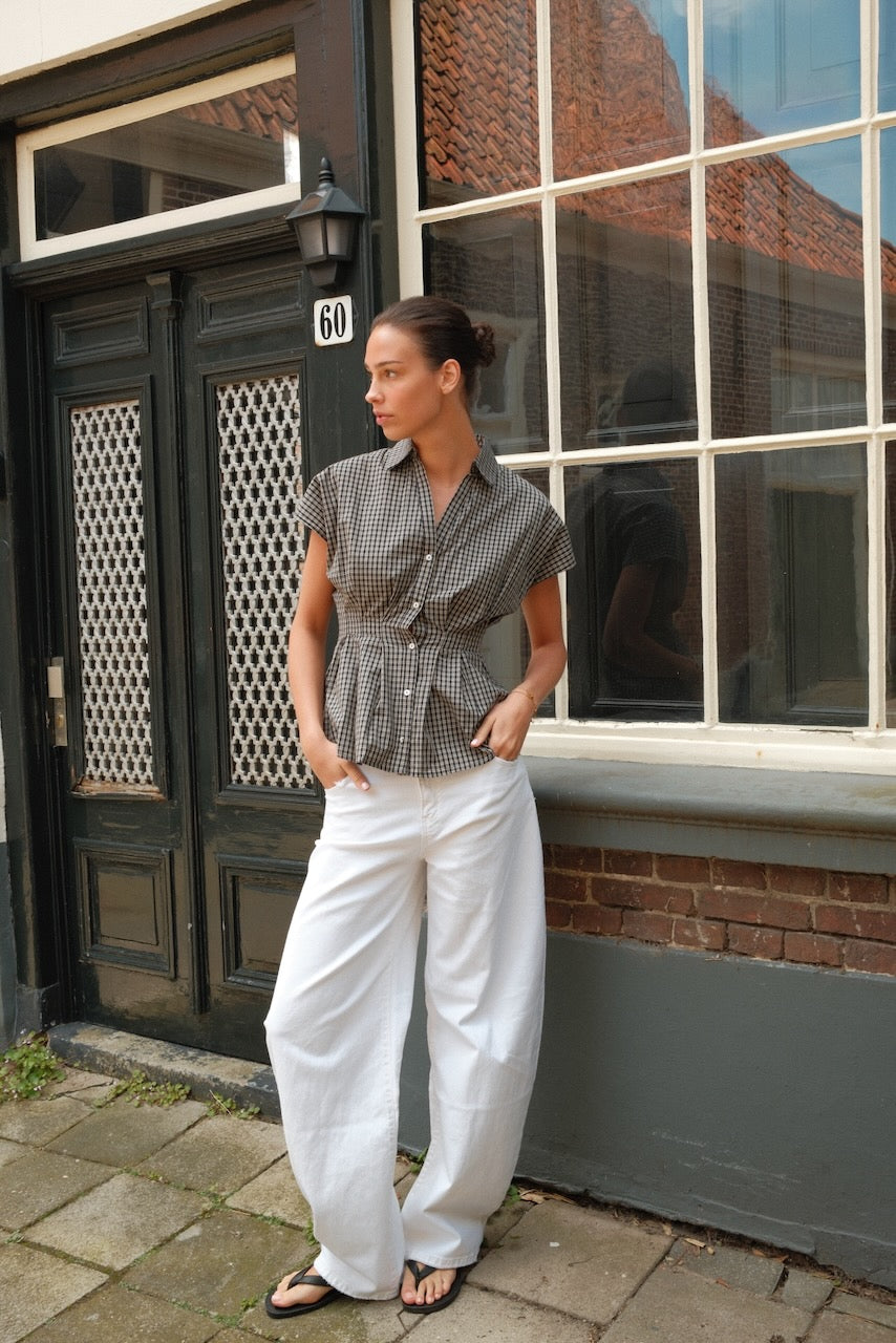 Blouse River geruit blauw