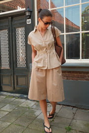 Blouse River geruit beige