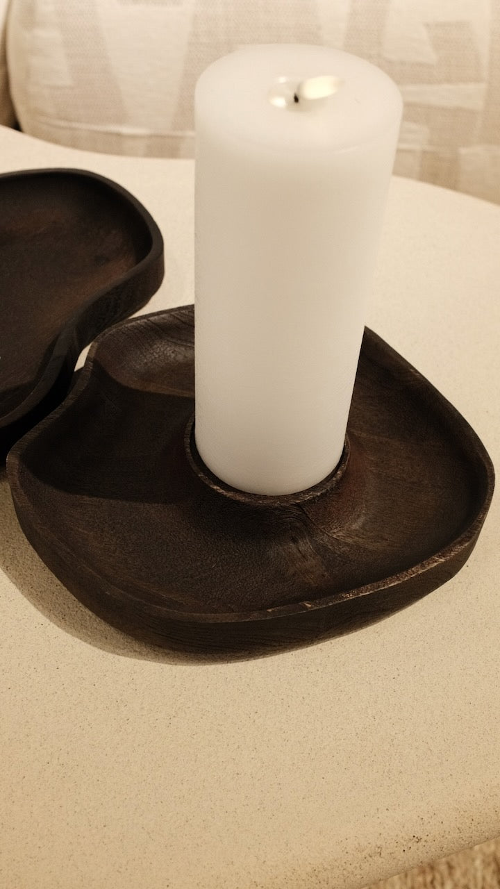 Kaarsenhouder Lagao 24,5x24,5x4 cm donker bruin