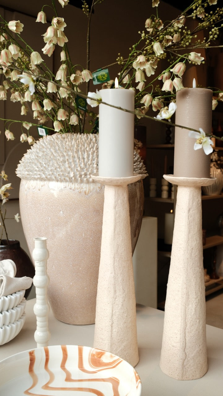 Kaarsenhouder Ota 13x11,5x46 cm zand gespikkeld