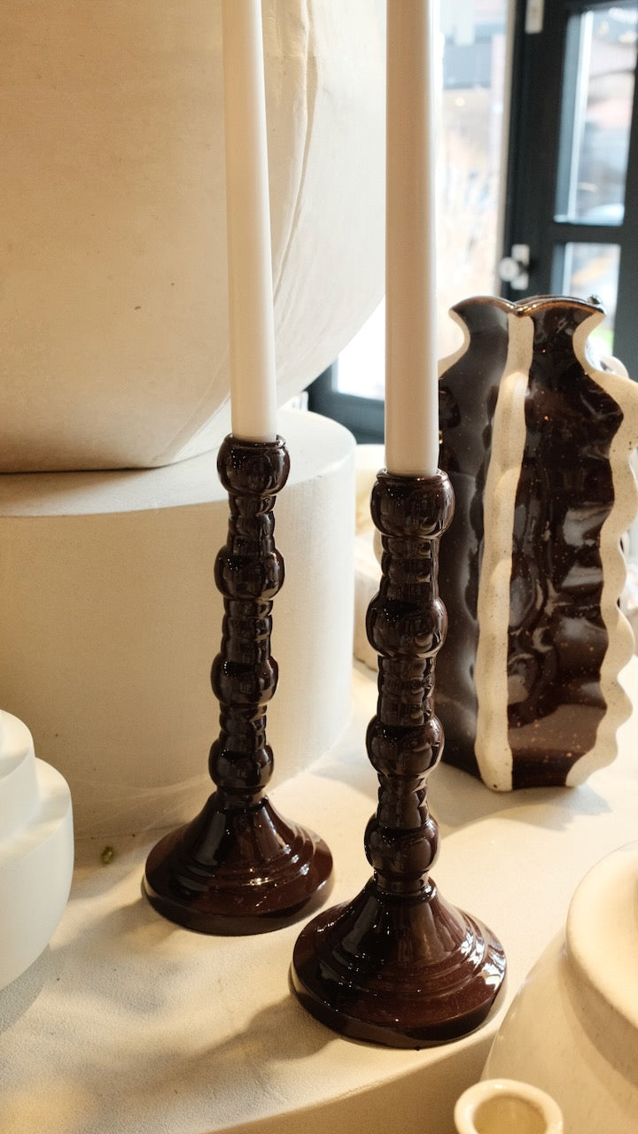 Kandelaar Aveline Ø10x25 cm donker bruin