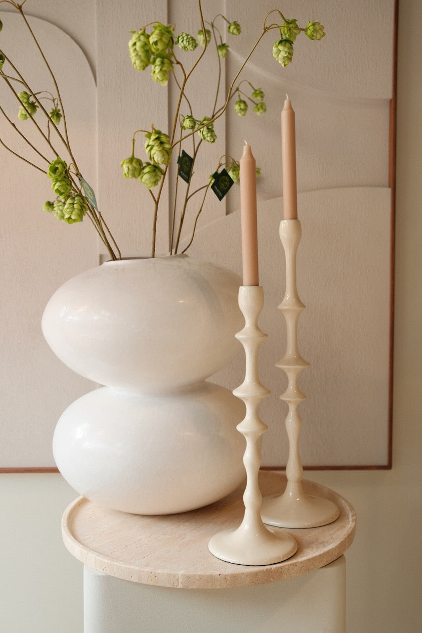 Kandelaar Vicari creme Ø12x36 cm