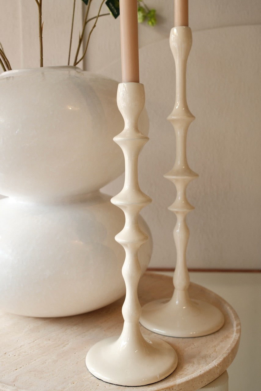 Kandelaar Vicari creme Ø14x43 cm