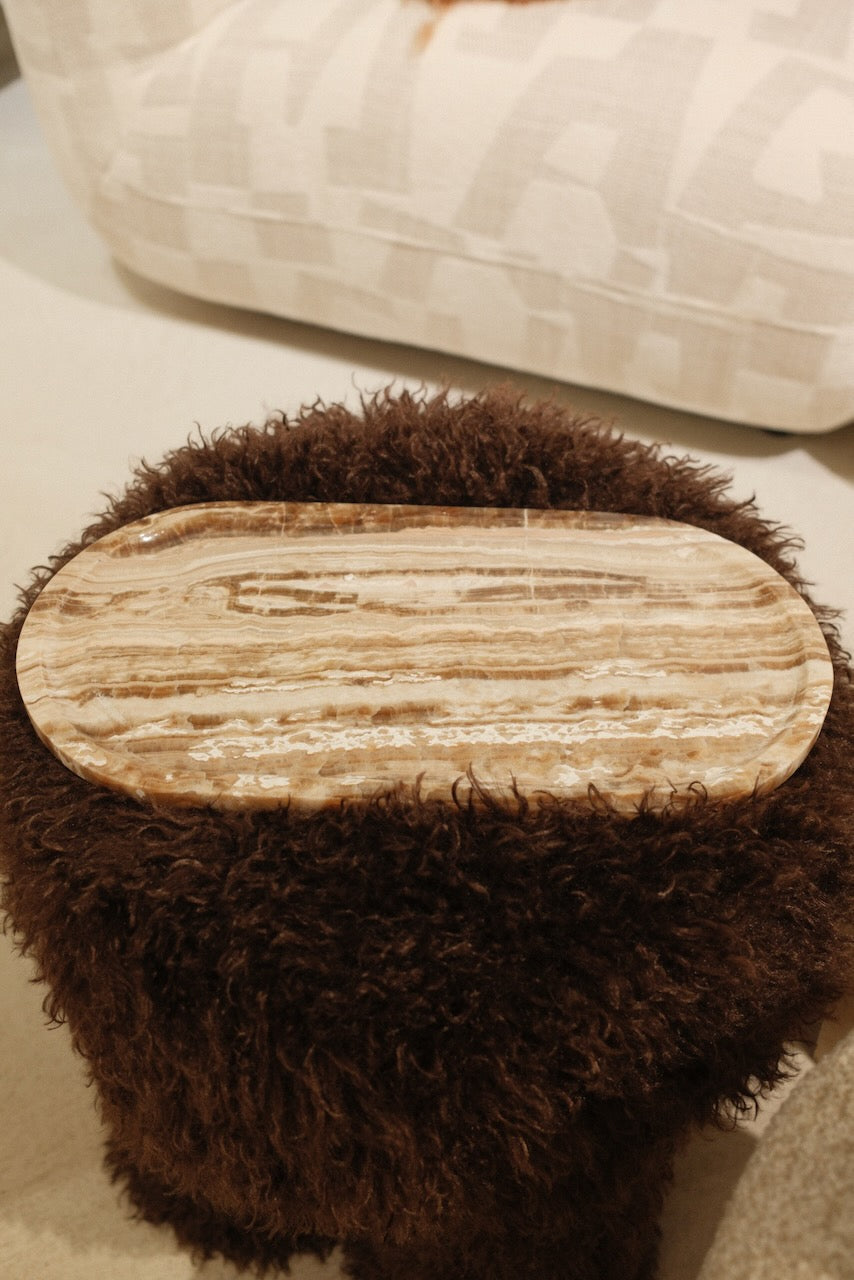 Marble tray oval 40x20cm sandal onyx