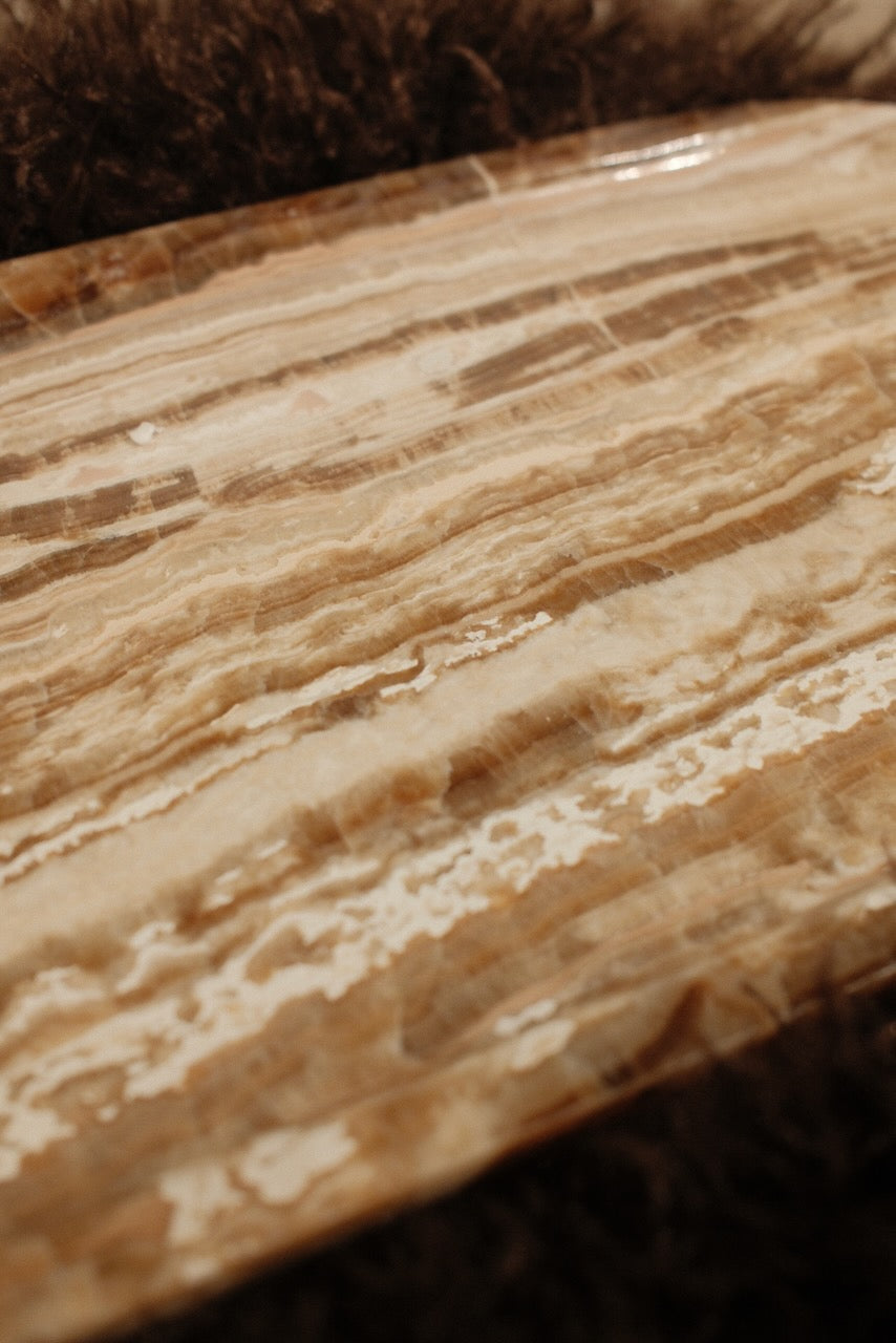 Marble tray oval 40x20cm sandal onyx