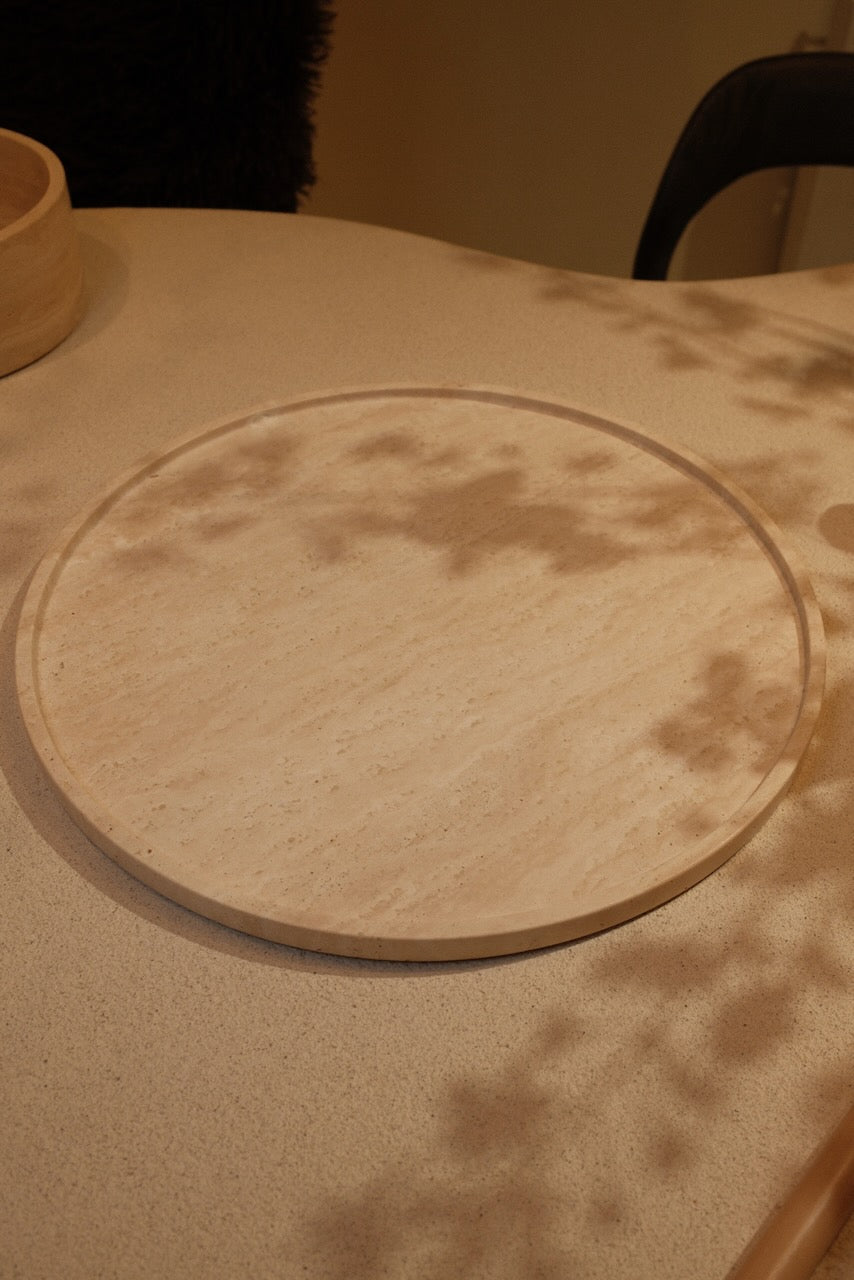 Dienblad Travertine rond met rand Ø45cm