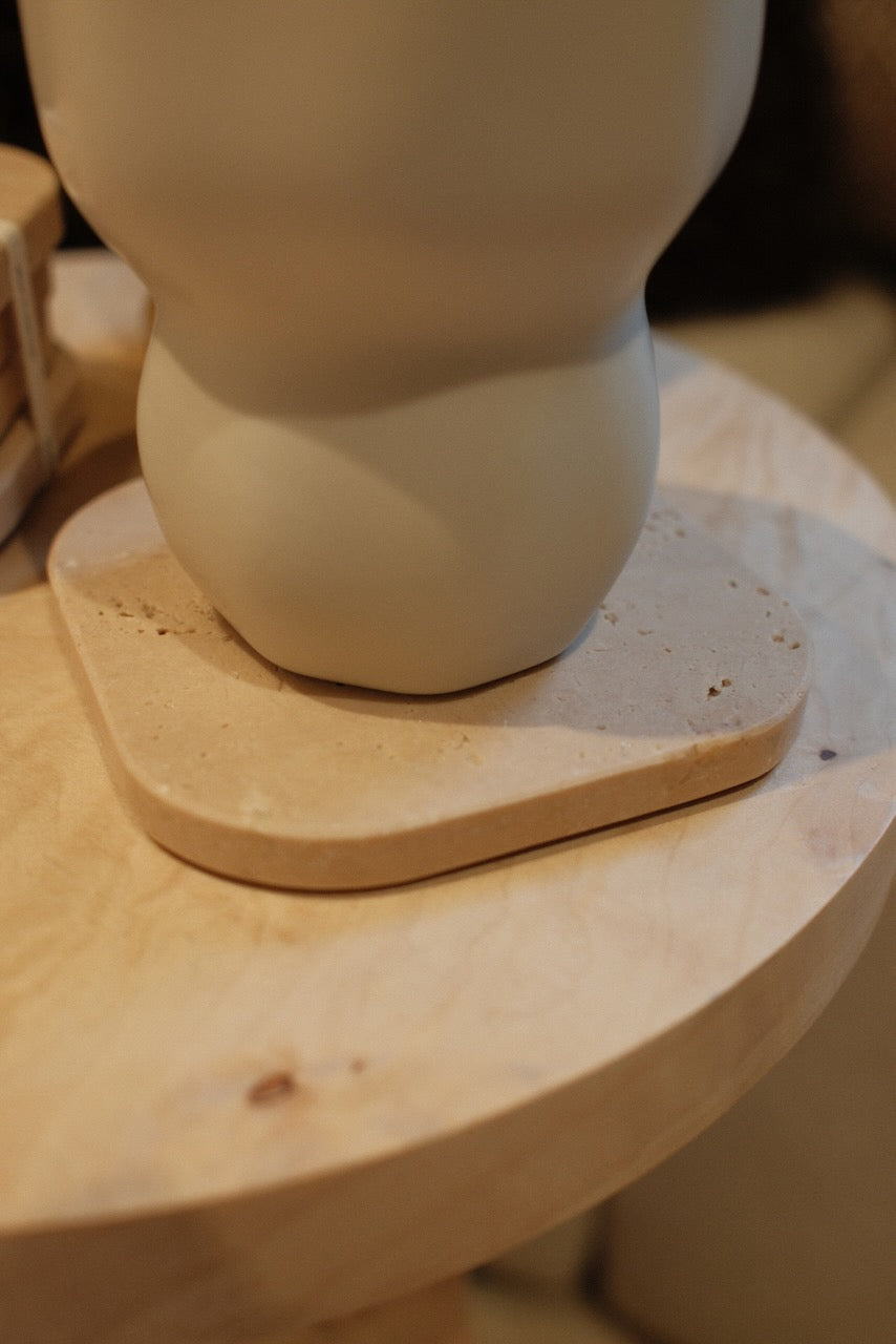 Travertine coaster - organic - set of 4 - 10x10x1cm