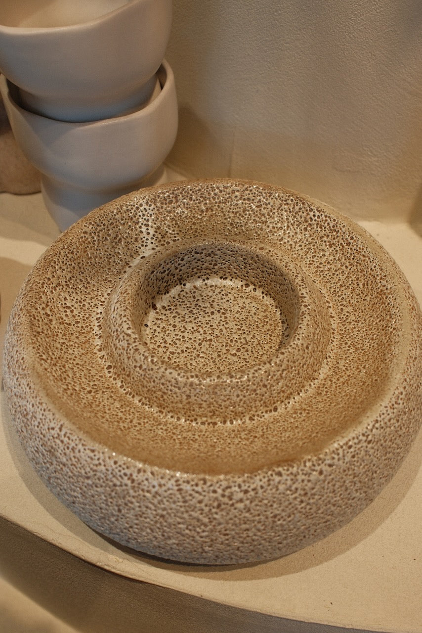 Waxinelicht Othoni Ø20,5x7,5 cm creme/zwart