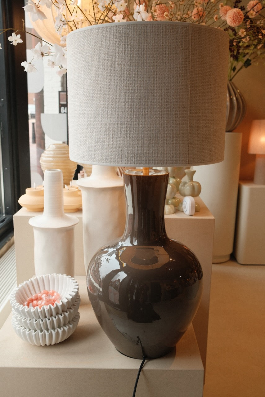 Lampenvoet Nana + lampenkap Ø33x51 cm donker bruin