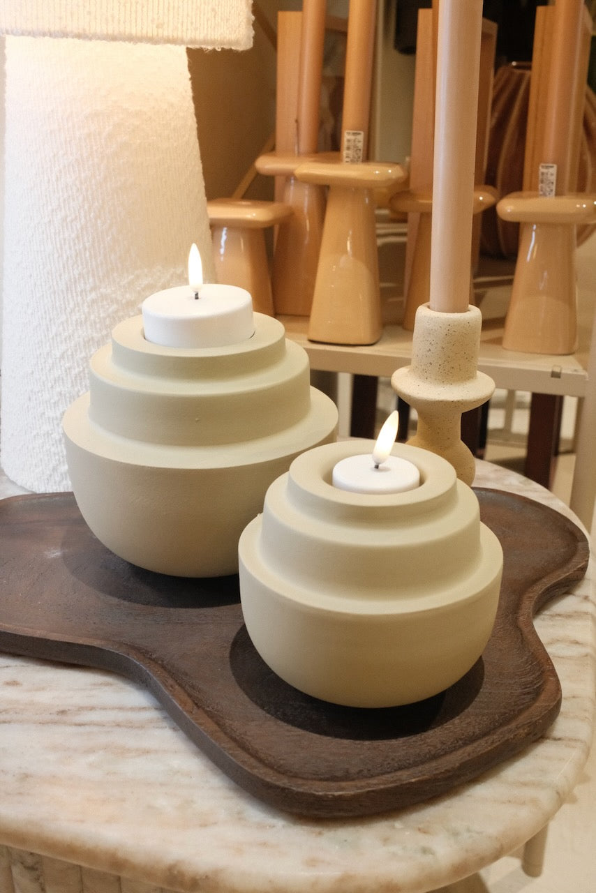 Tealight Saluzzo Ø12x10 cm matt sand