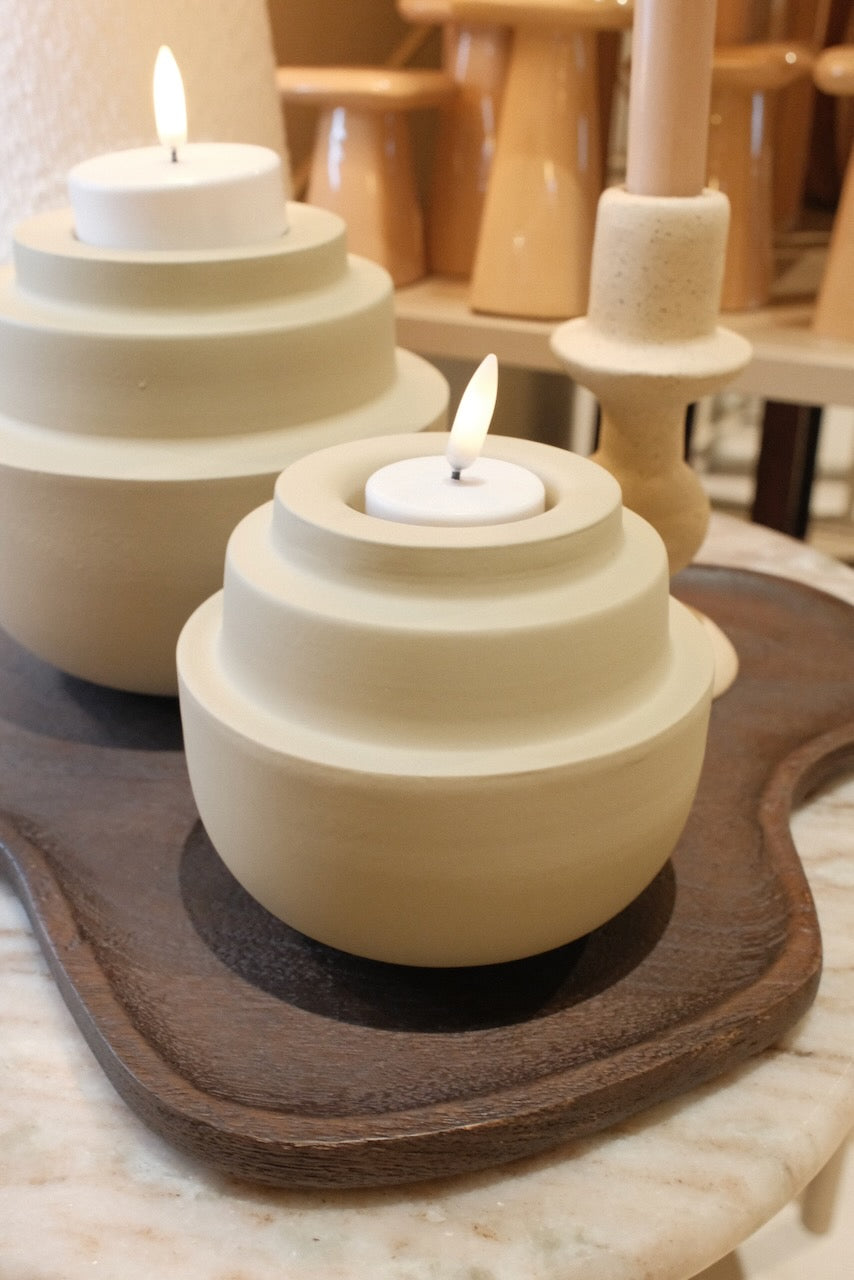 Tealight Saluzzo Ø12x10 cm matt sand