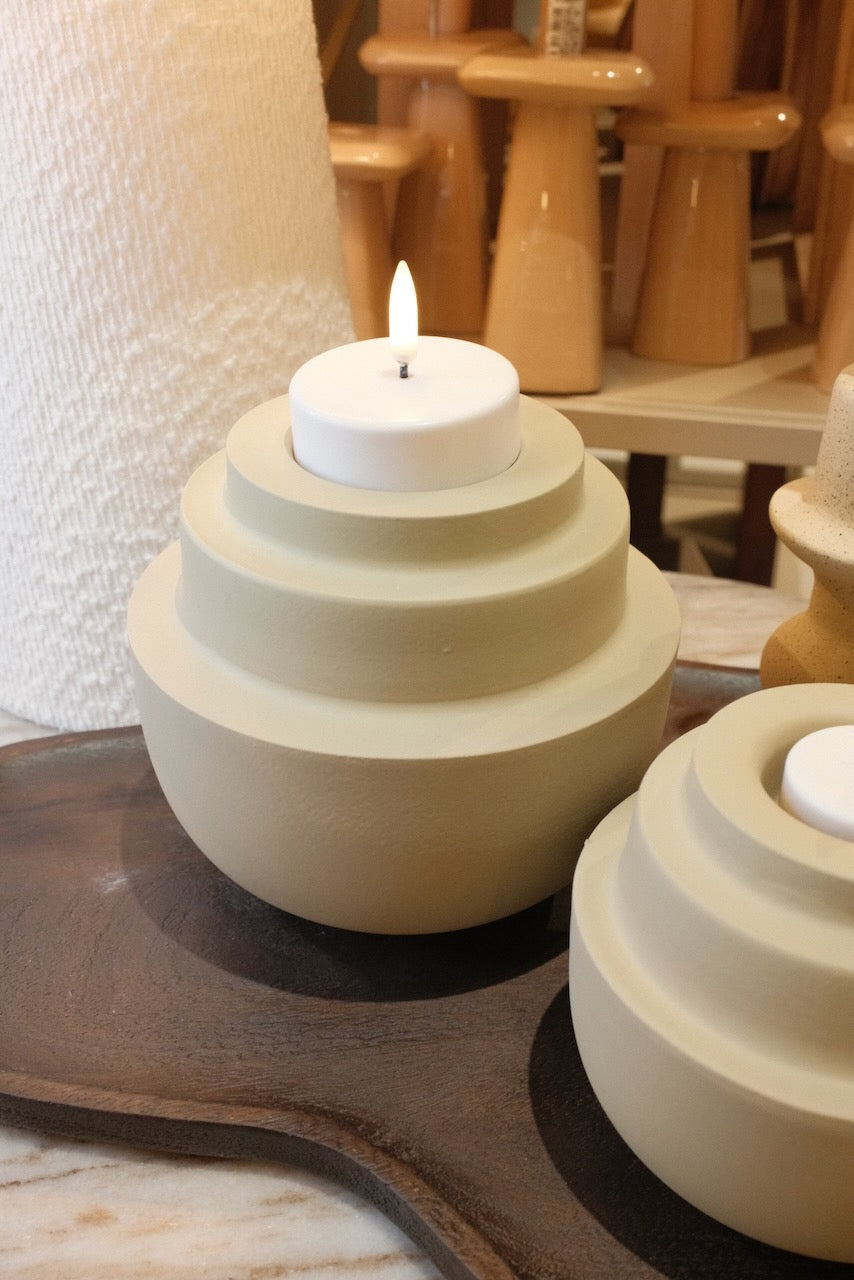Tealight Saluzzo Ø15x14 cm matt sand