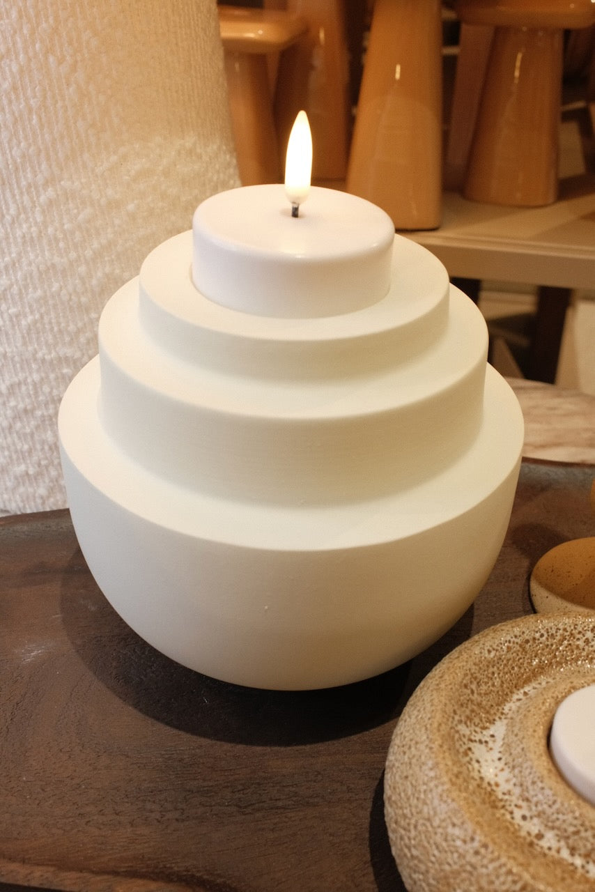Tea light Saluzzo Ø15x14 cm matt cream