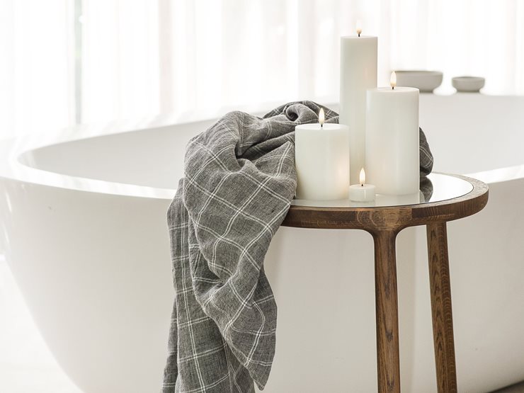 LED kaars pillar, Ivory, Smooth, 10,1x15 cm