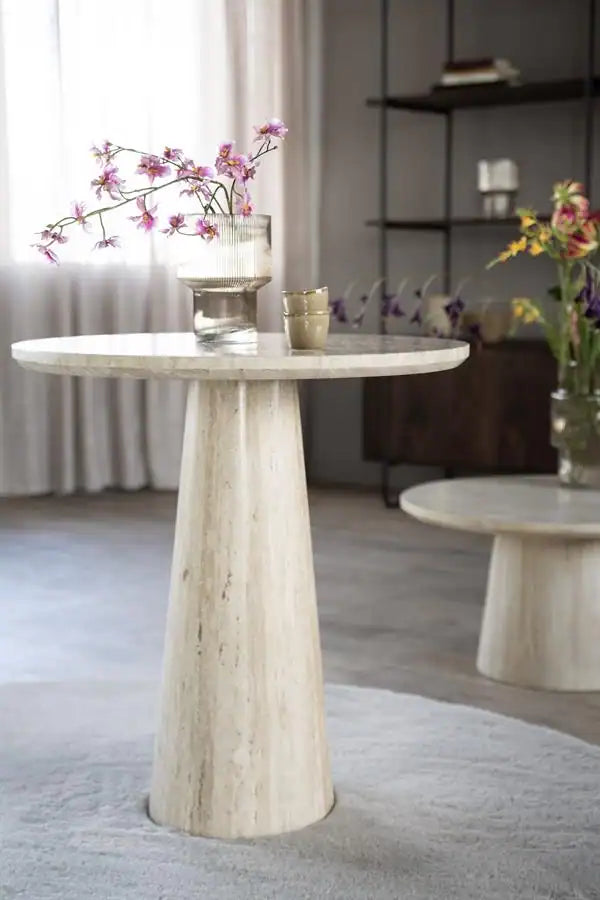 Aime Travertine Table / Side Table – 70x70x75 cm