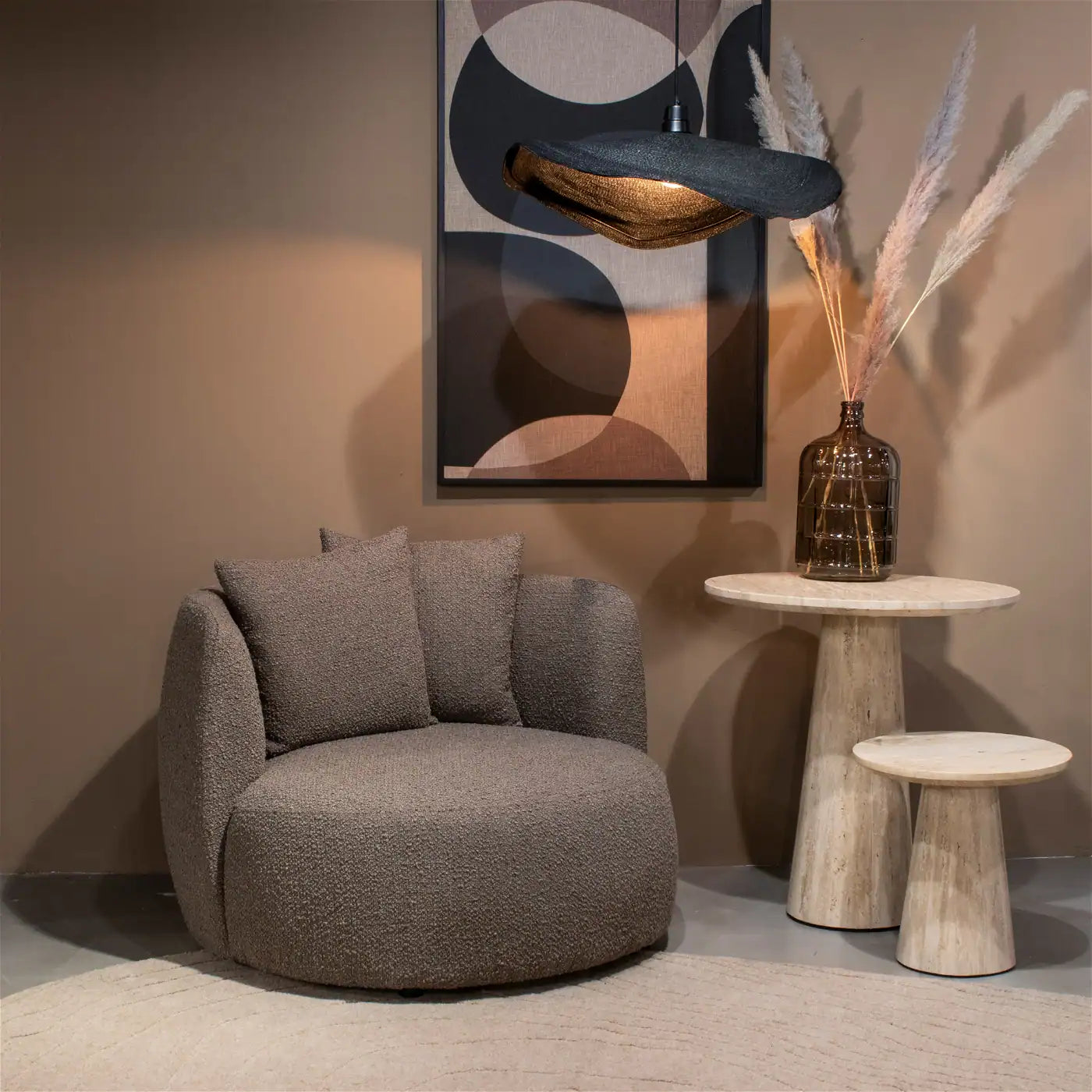 Aime Travertine Table / Side Table – 70x70x75 cm