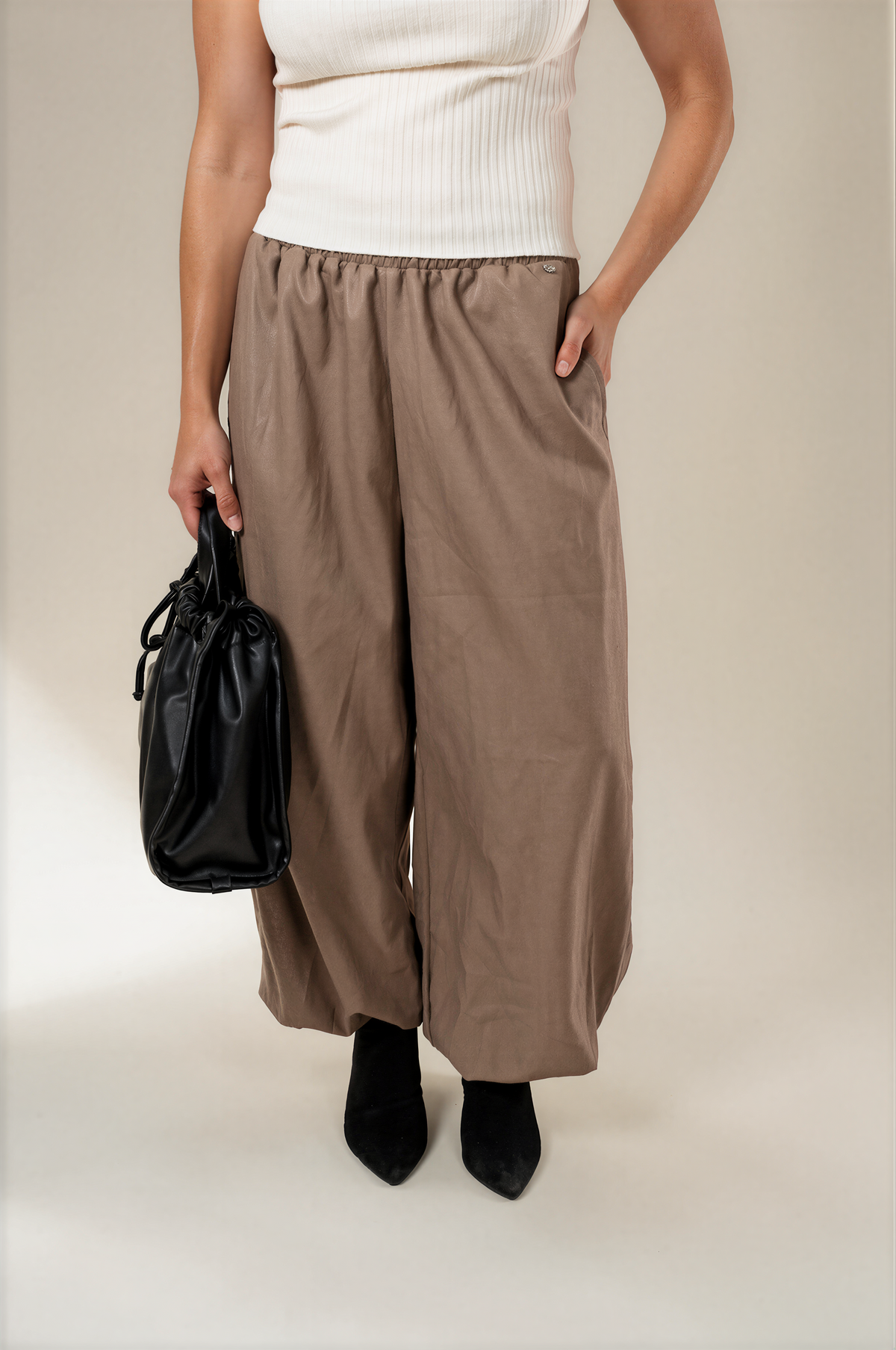 Broek Kensi leer beige