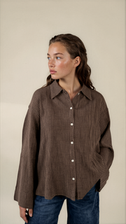 Blouse Tinsi Check Mocca Bruin