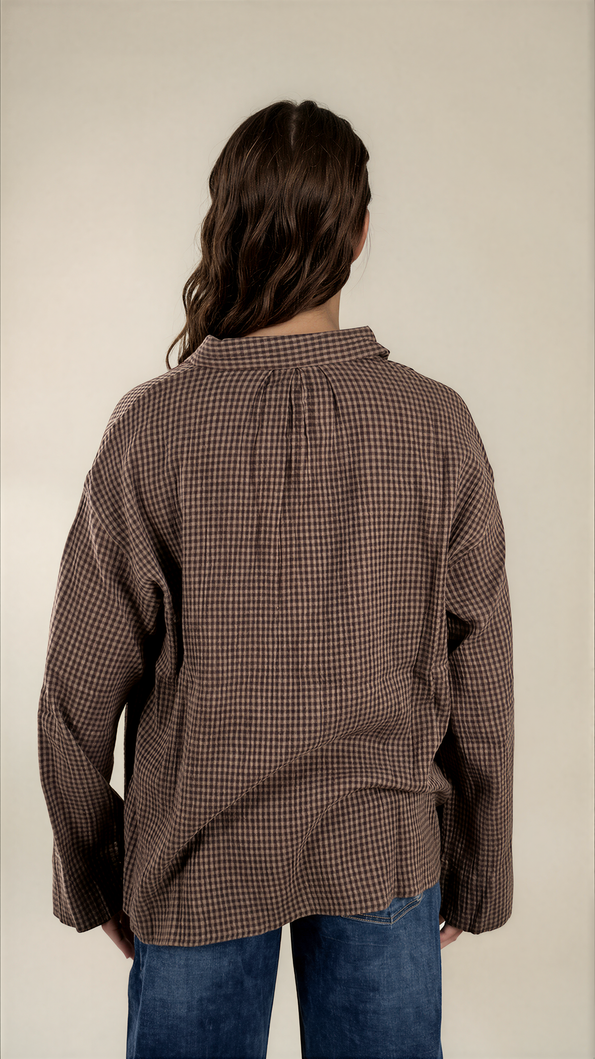 Blouse Tinsi Check Mocca Bruin