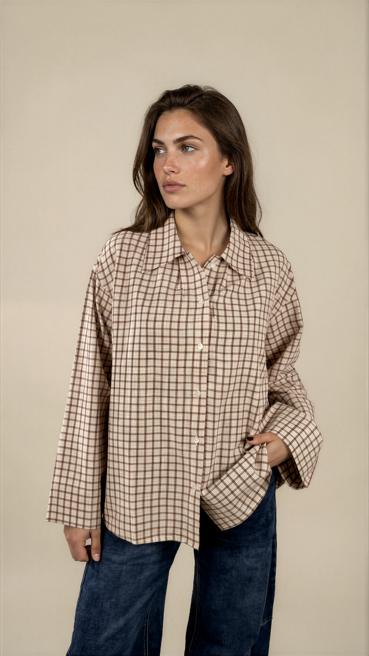 Blouse Tinsi Check Bordeaux