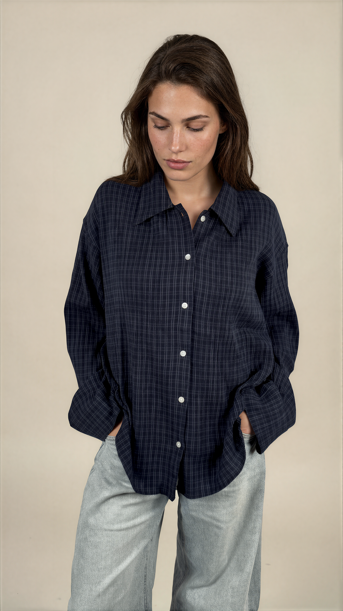 Blouse Tinsi Check Marine