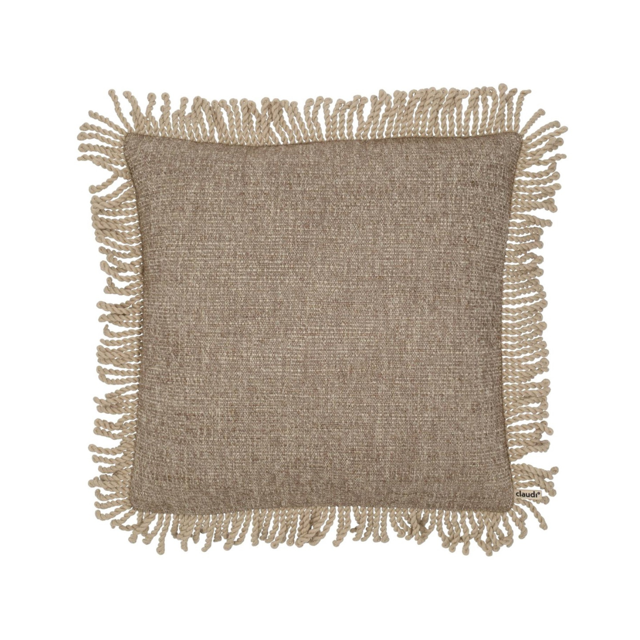 Kussen Subala Licht bruin + Bullion Fringe linnen 45 x 45 cm