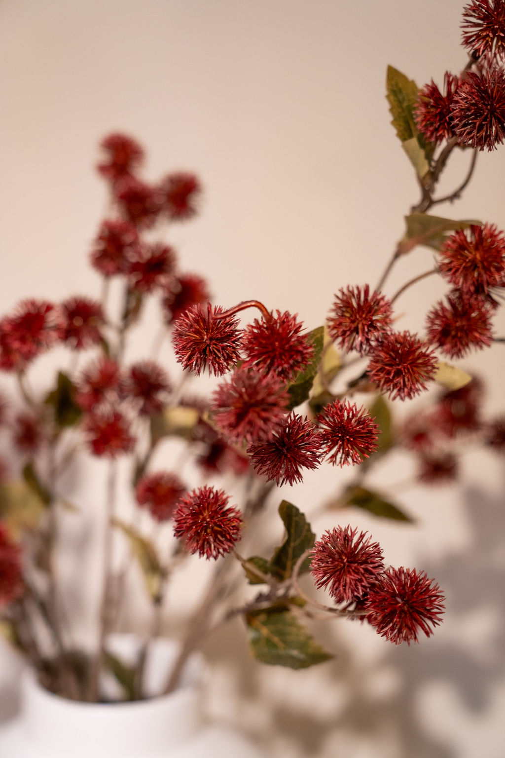 Kunsttak Distel spray burgundy 86 cm