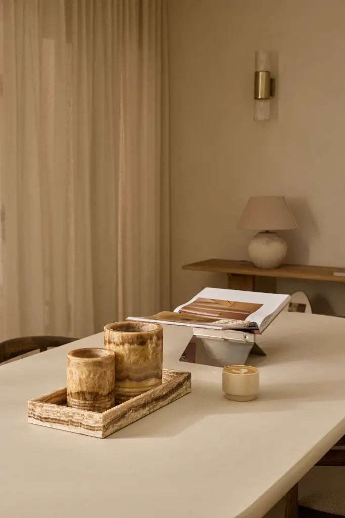 Waxinelichthouder Sandal onyx M Ø11x13cm